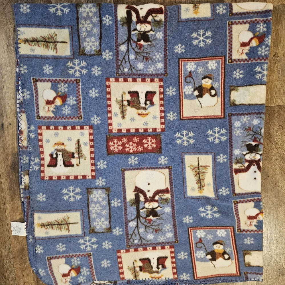 The Big One Blue Snowman Holiday Blanket